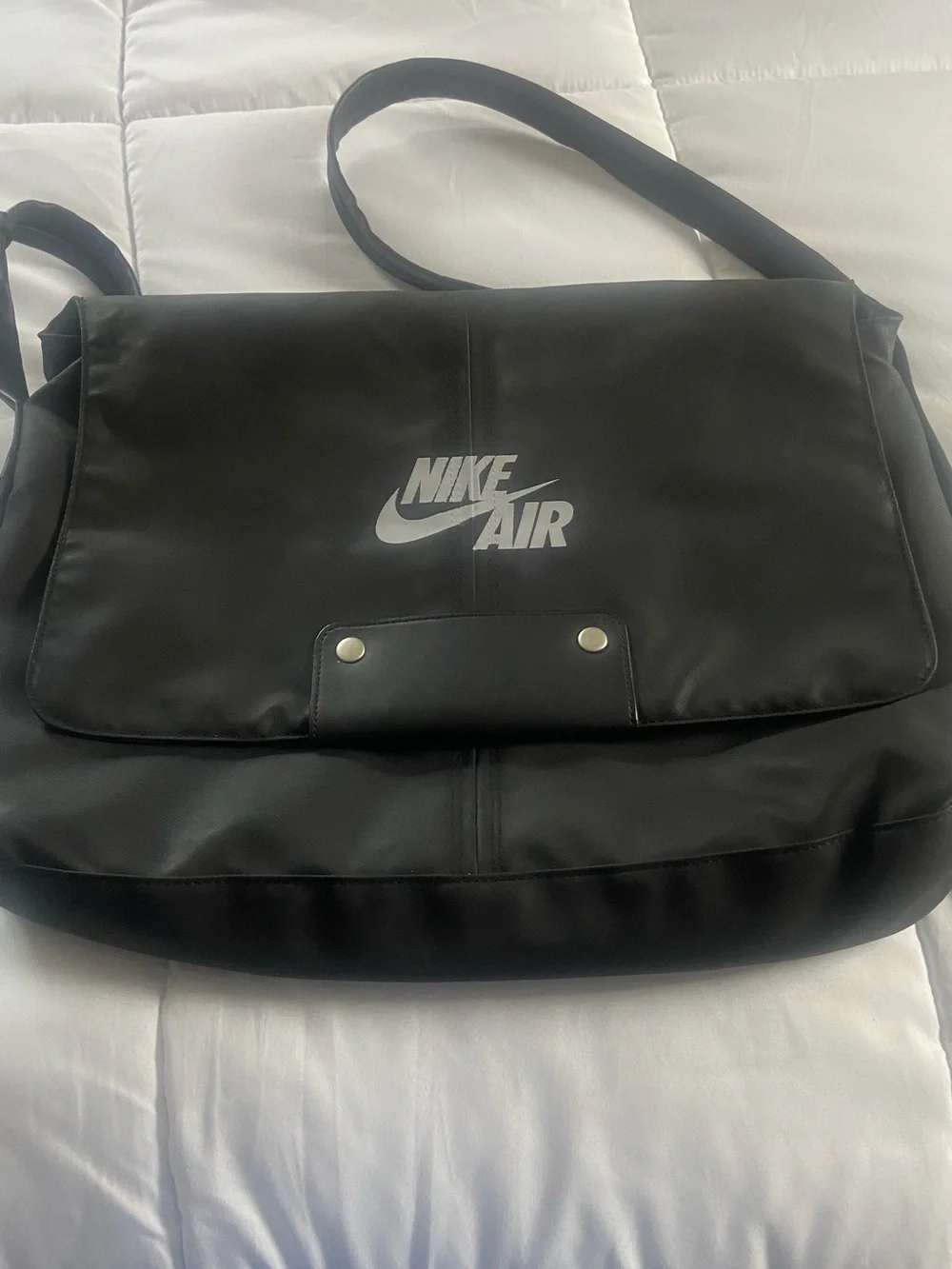 Vintage Nike Black Messenger Bag with Nike Air Logo